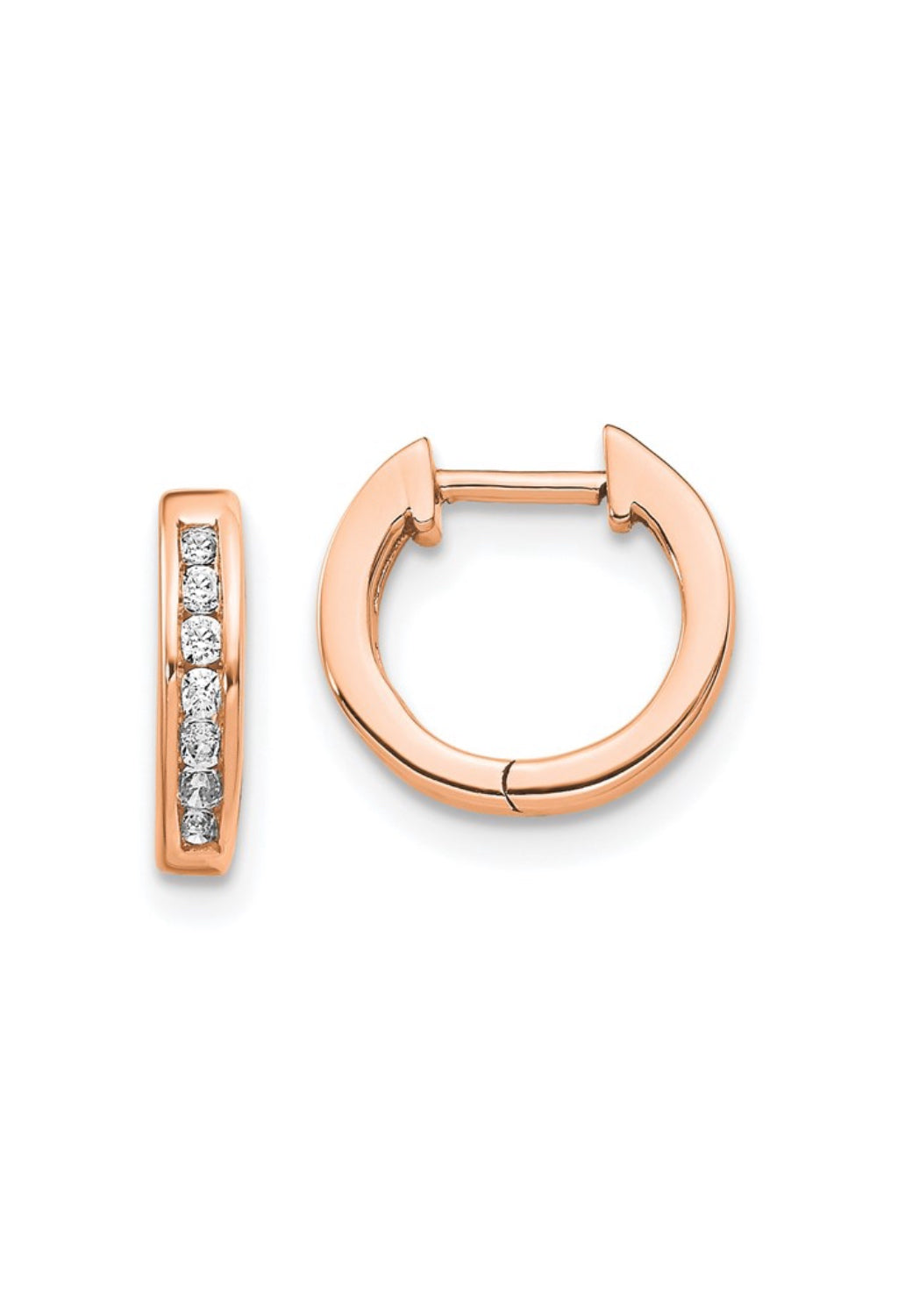 Rose Gold Diamond Huggie Hoops