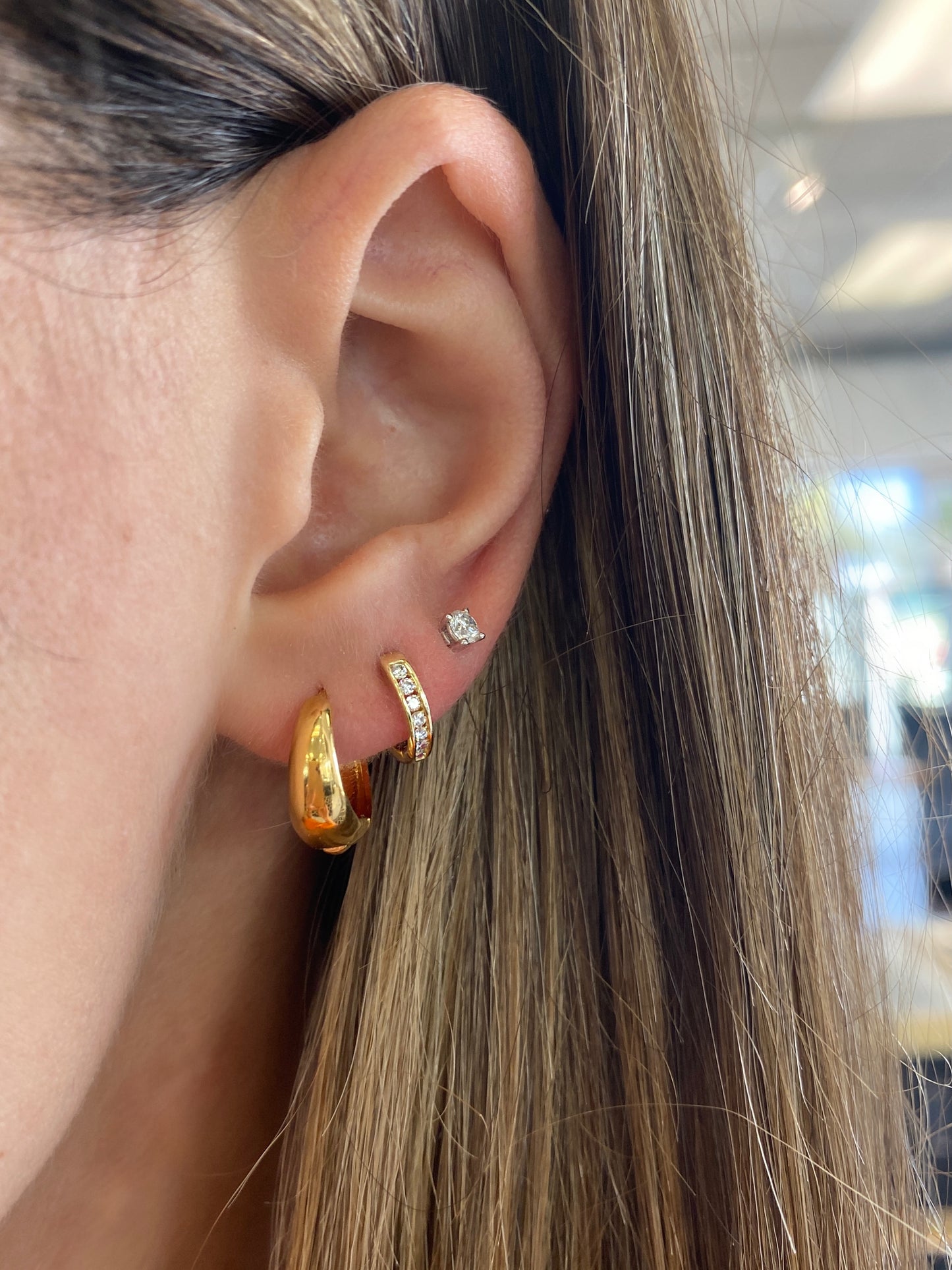 Rose Gold Diamond Huggie Hoops